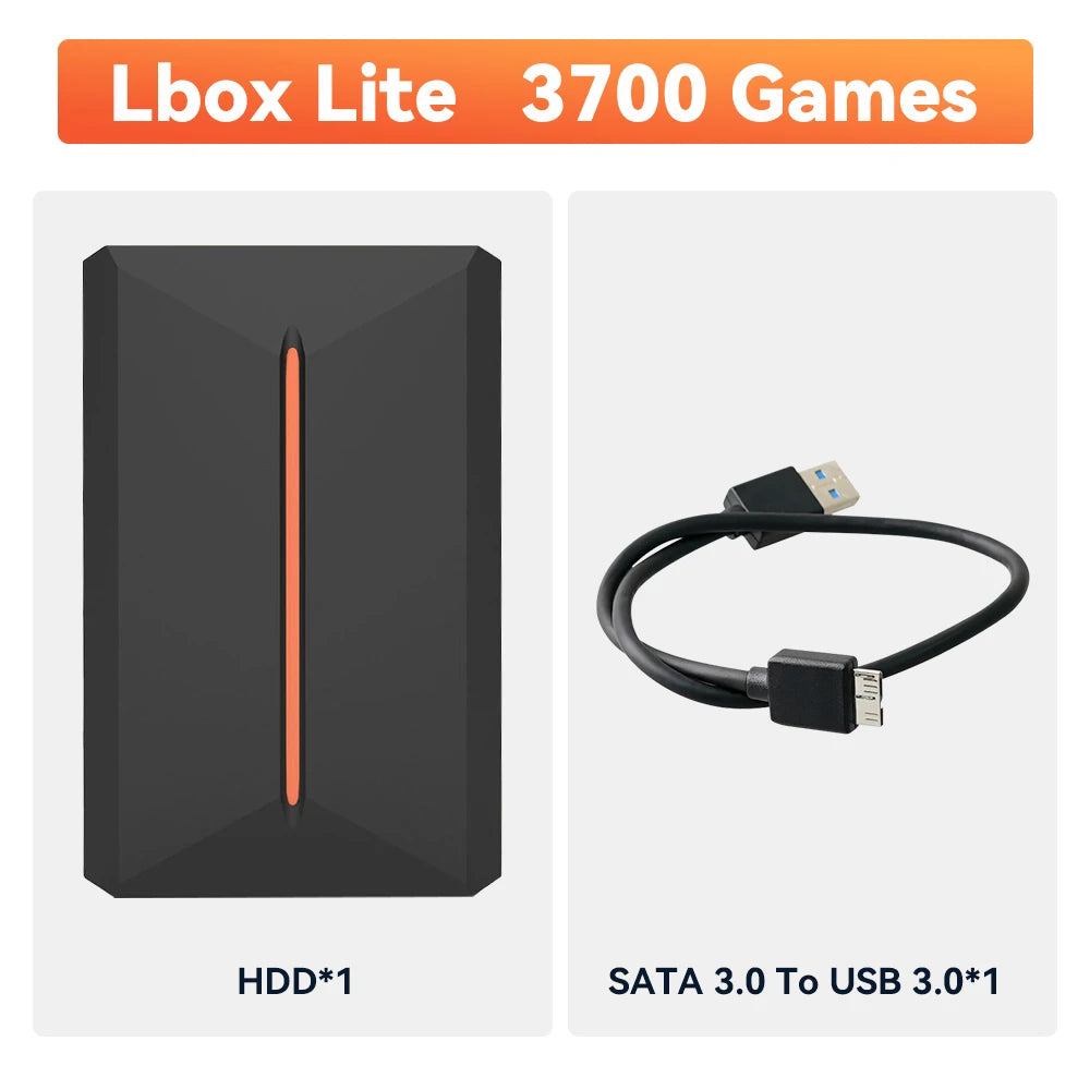 Lbox 500G Retro Game Hard Drive With 3700+Games Launchbox Retro Game Console for PS4/PS3/PS1/Switch/WII/Sega Saturn/N64 For PC