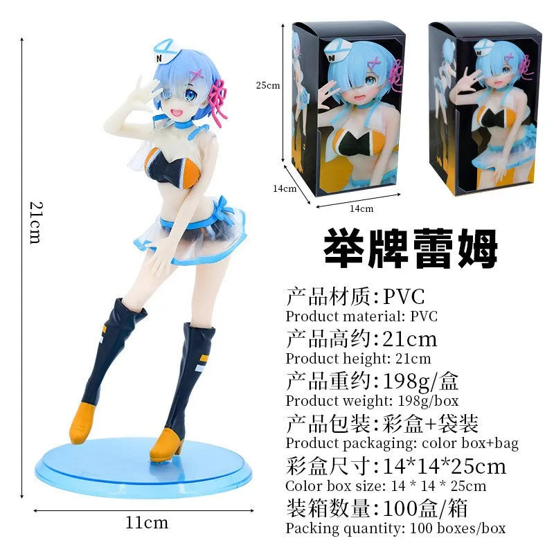 Anime-Figur RE: Zero – Start ins Leben in einer anderen Welt, Rem Raise A Placard-Figur, Rennuniform-Figur, Spielzeug-Geschenksammlung, Aktion