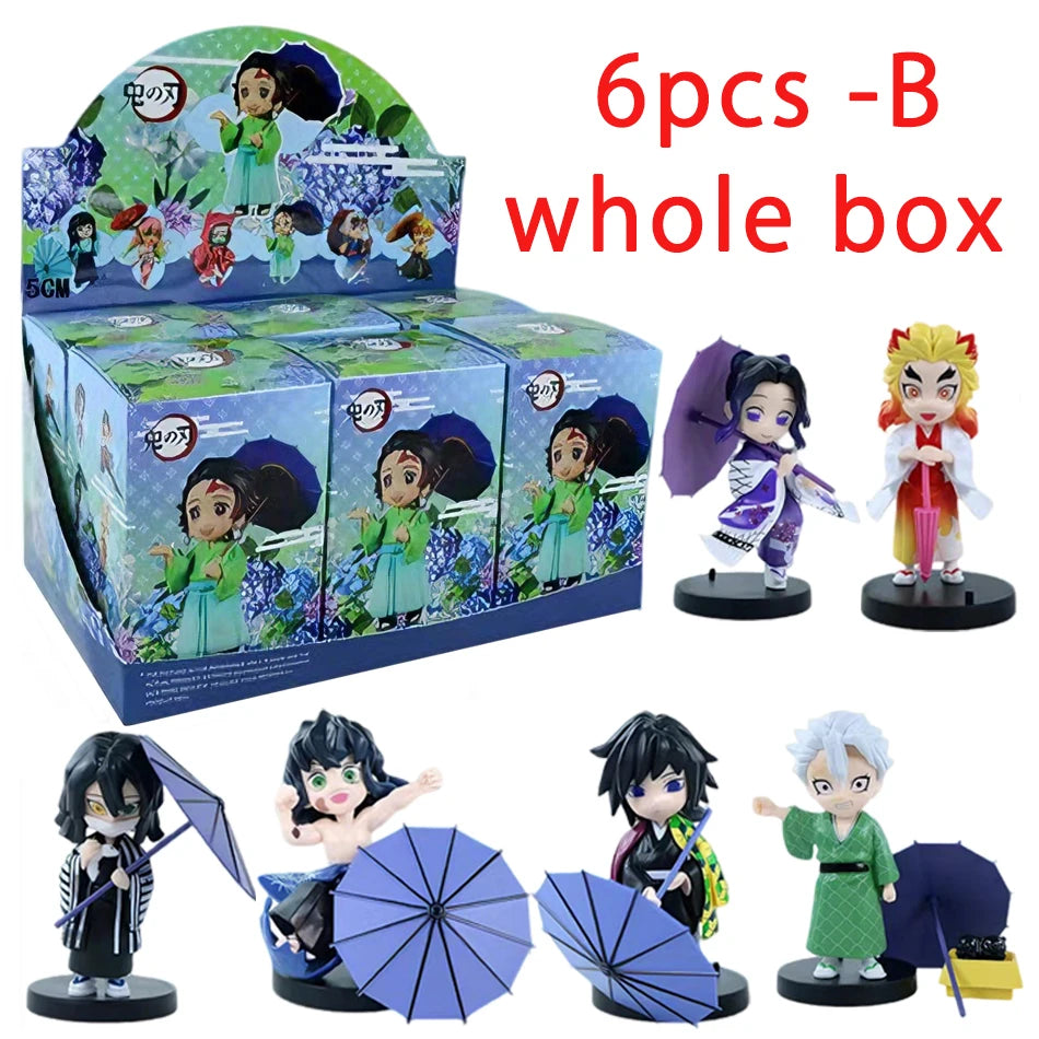 In stock 12cm kawaii  Demon Slayer Plum Rain Series with Box Handmade Model no Yaiba Kamado Nezuko Action Figure Ornament Gift