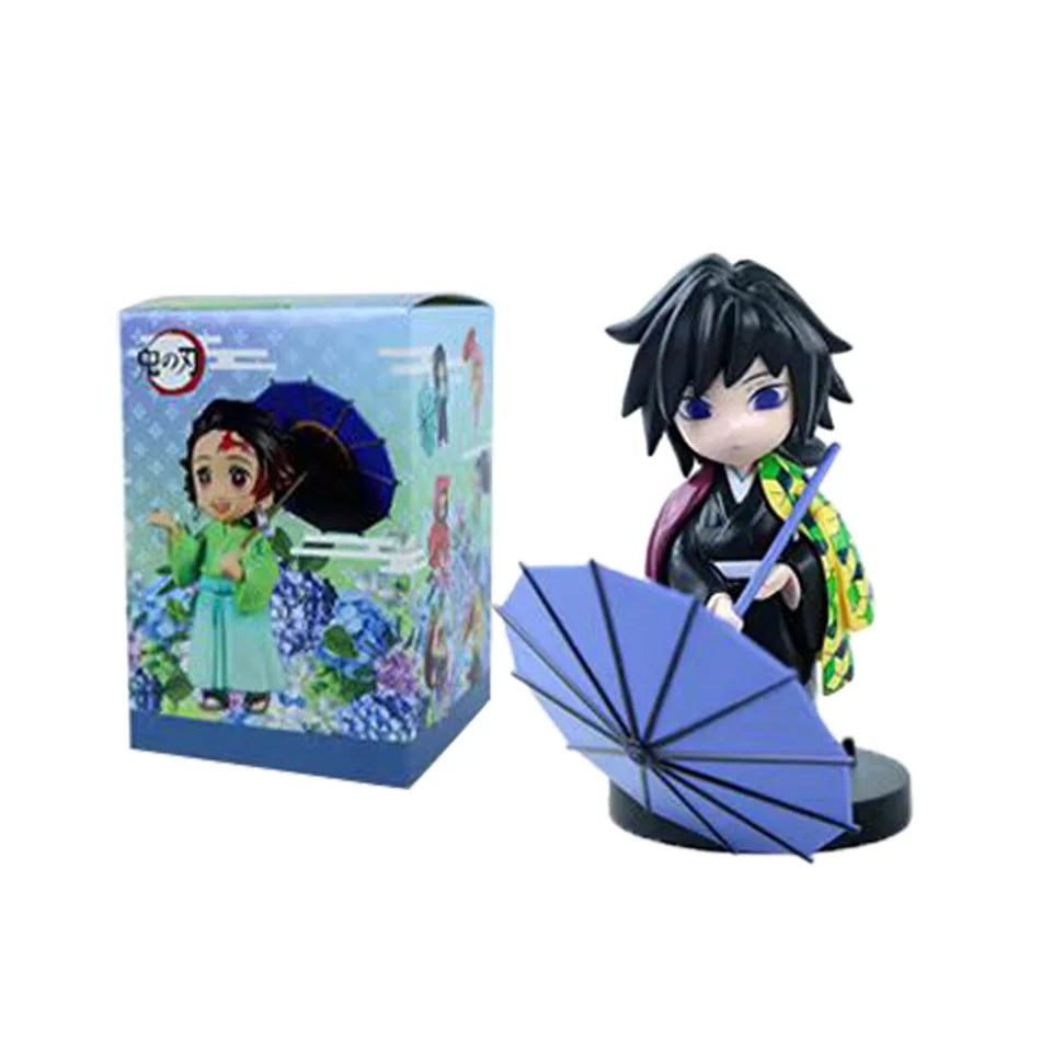 6pcs Q Version Demon Slayer Sitting Ghost Doll Tanjiro Nidouzi Inosuke Zenizu Toy Figural PVC Model Gift