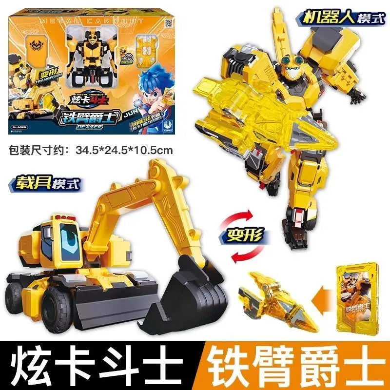 In Stock New Metal Cardbot Transforming Robot To Car Action Figures Blue Cop With Card Transformation Car Birthday Toy Gift