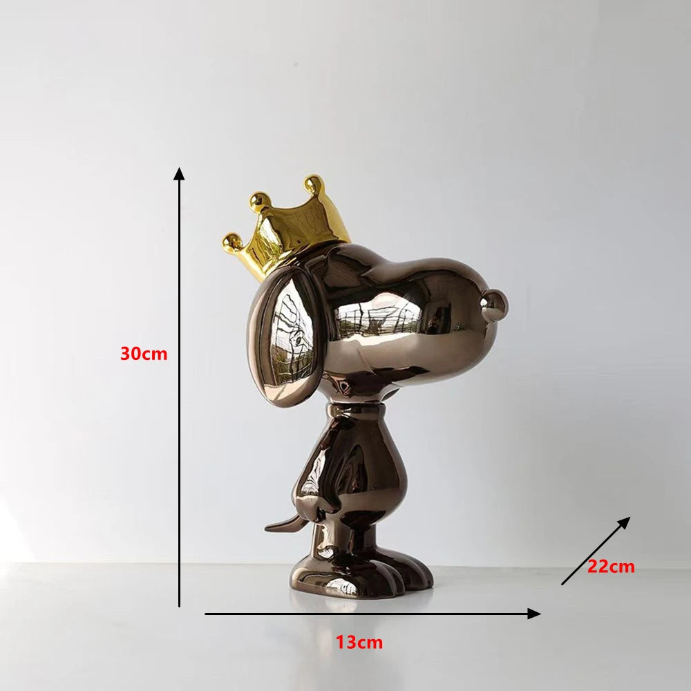 Modern Fashion Interior Resin Animal Sculpture Home Villa Corner Proch Electroplated Silver Doberman Dog Statue