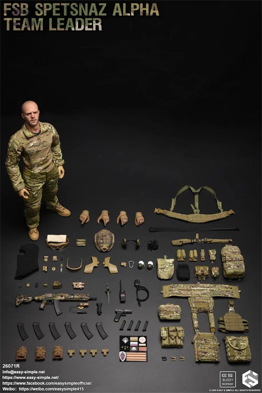 For Sale Easy&Simple The Russian Male Man Soldier Doll FSB Operation Unit Full Set Moveable Action Doll About 12" ES 26071R