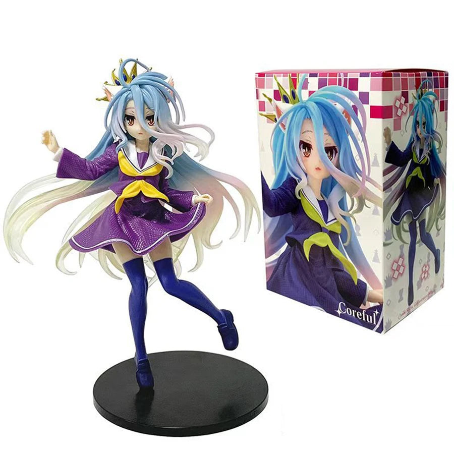 10 cm Kein Spiel Kein Leben Anime Figur Desktop Niedliche Katzenohr Shiro Actionfigur Raumdekoration PVC Erwachsenensammlung Modell Puppenspielzeug