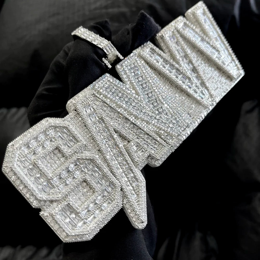 BIG Customized Letters Name Iced Out Pendant Necklaces For Men Women Bling Zircon Necklace Hip Hop Jewelry Copper