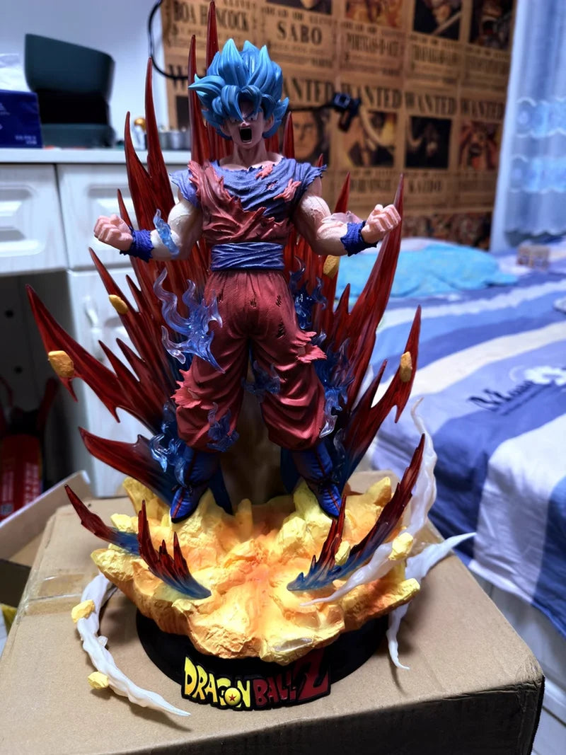 Dragon Ball Super Saiyan Blue Kaioken Goku Large 45cm Statue - Anime Collectible Model, Super Saiyan God SSB Action Figure