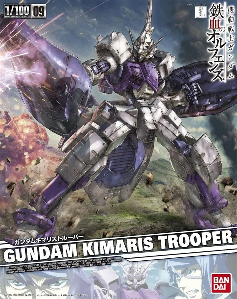 Bandai Genuine Gundam Model Kit Anime Figure TV 1/100 GUNDAM KIMARIS TROOPER Action Figures Collectible Toys Gifts for Kids