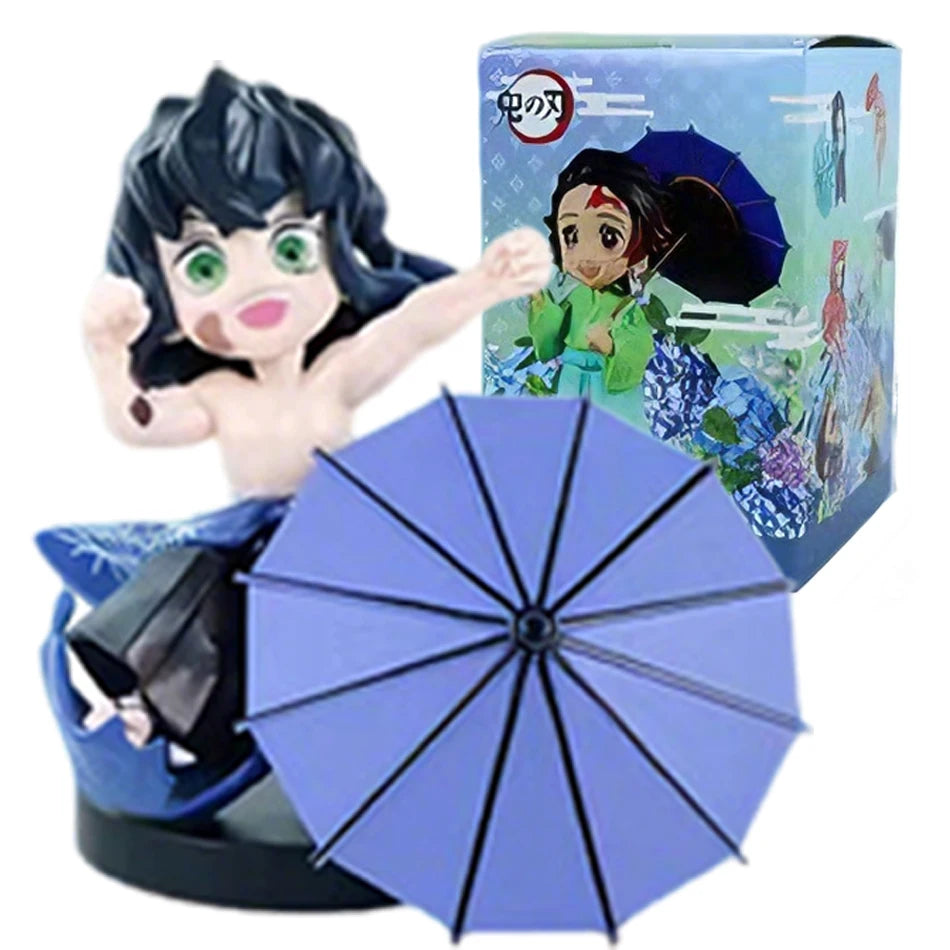 In stock 12cm kawaii  Demon Slayer Plum Rain Series with Box Handmade Model no Yaiba Kamado Nezuko Action Figure Ornament Gift