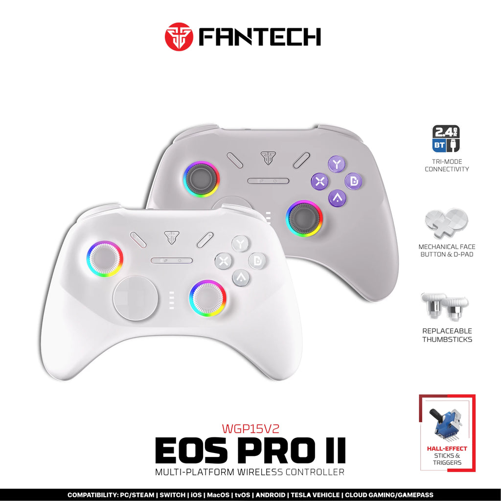 FANTECH WGP15 V2 Wireless Gamepad Hall Effect Joysticks Triggers RGB Light 1000HZ Gaming Controller For PC/Switch/Phone/TV