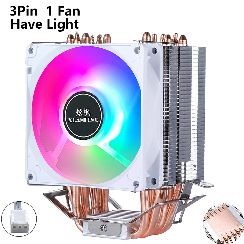 XUANFENG CPU Cooler Fan Computer x79 x99 Processor 2/4/6 Heat pipe 4pin/PWM Compatible LGA2011-3 2066 115x 1200 1700 AMD AM4 AM5