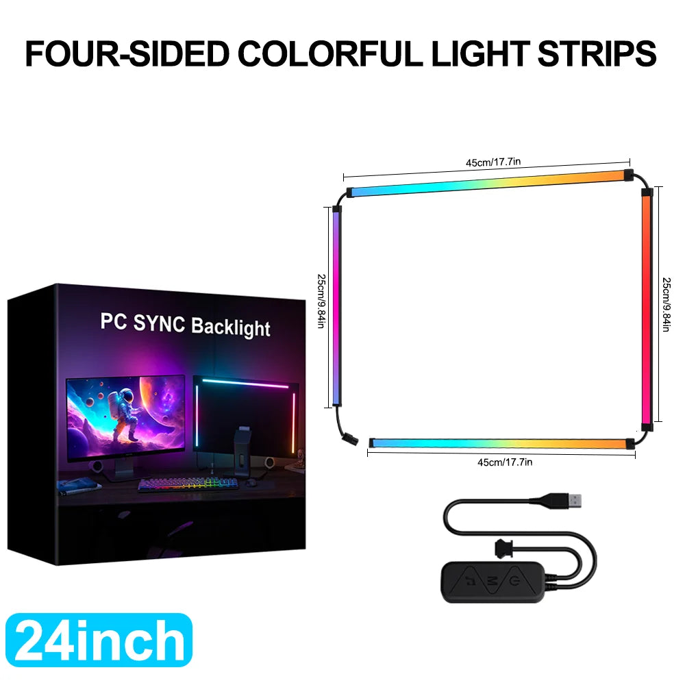 RGB Gaming Sync Light Strip Computer Monitor Light LED Backlight Color Music sync DIY Display APP Control Atmosphere Decor Lamp
