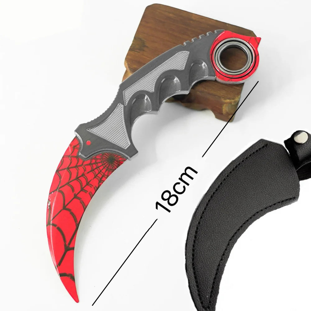 18 см игрален брояч, въртящ се, периферен, метален, модел, пурпурна мрежа/черна ламинирана дъска/градиентен цвят, нож с нокът, безопасен за играчки