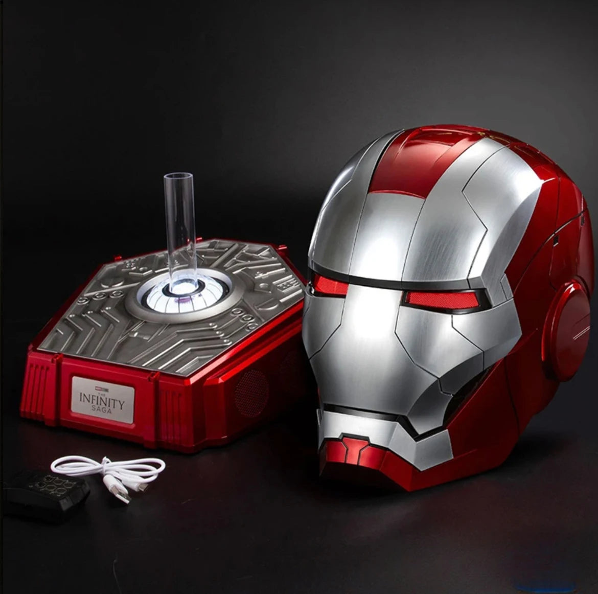 Iron Man Mk5 Mecha Arm Helmet 1:1 Mk7 Mk5 Cosplay Electric Multi-Piece Open Closing Voice Control Eyes Model Toy Children Gifts