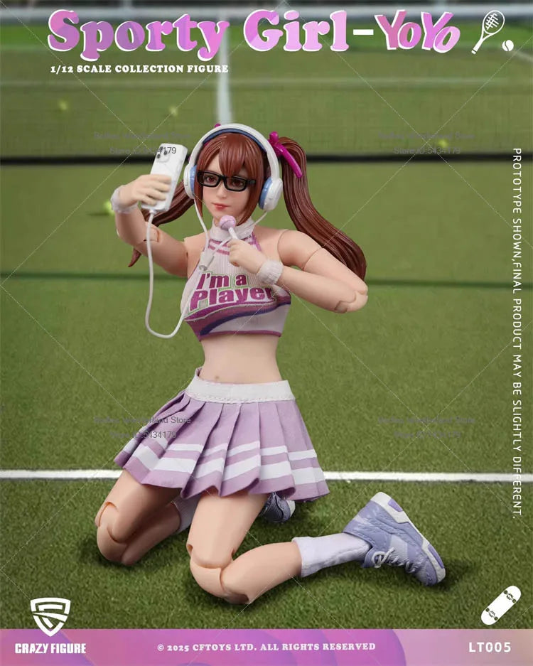 Original CFTOYS LT005 1/12 Scale Female Soldier Sporty Girl YoYo With Baseball Skateboarding 15CM Action Figure Doll Collection