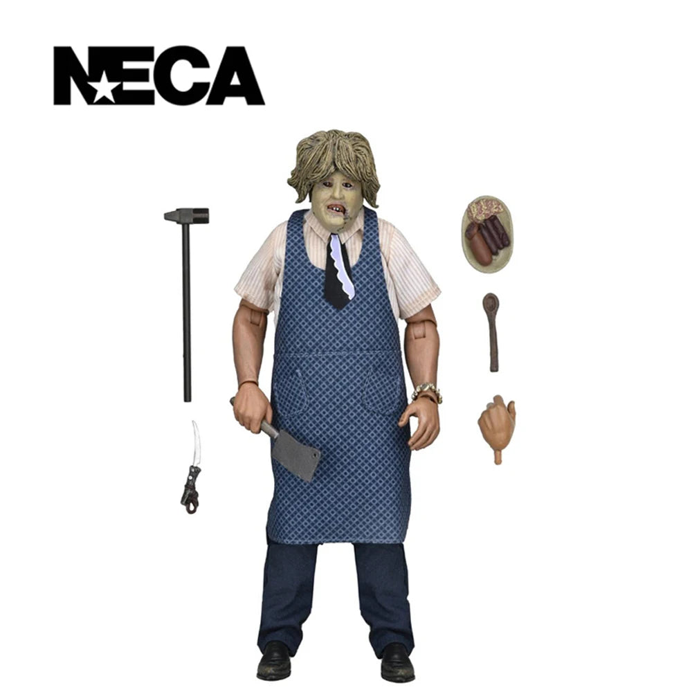 NECA Texas Chainsaw Massacre - Leatherface with Old Lady Mask 8" Clothed Action Figure Model Doll Garage Kit