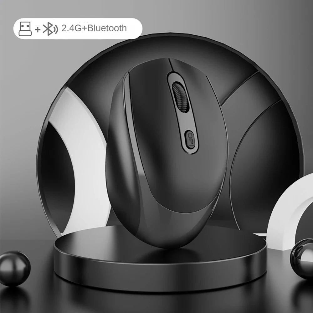 Kabellose, leise Maus, geeignet für E-Sport-Spiele im Geschäftsbüro, Bluetooth 5.2, 2.4G, Dual-Modus-Mäuse, ergonomische, wiederaufladbare Maus