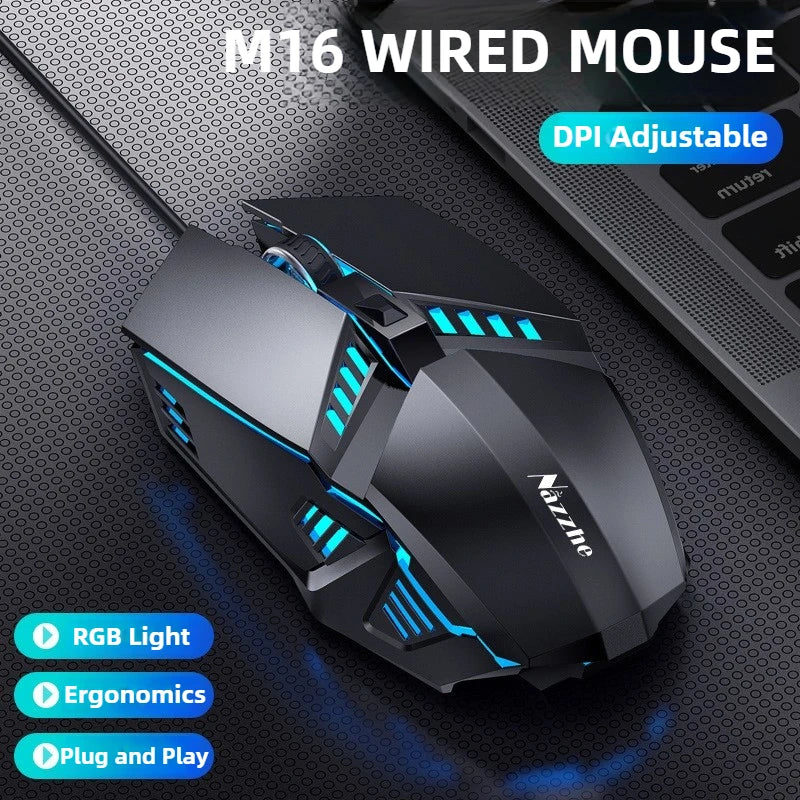 Wired Gaming Mouse Computer Mice Mechanical Silent 6 Keys USB Braided Rope 4 Speed DPI Ergonomics Mouse For PC Laptop