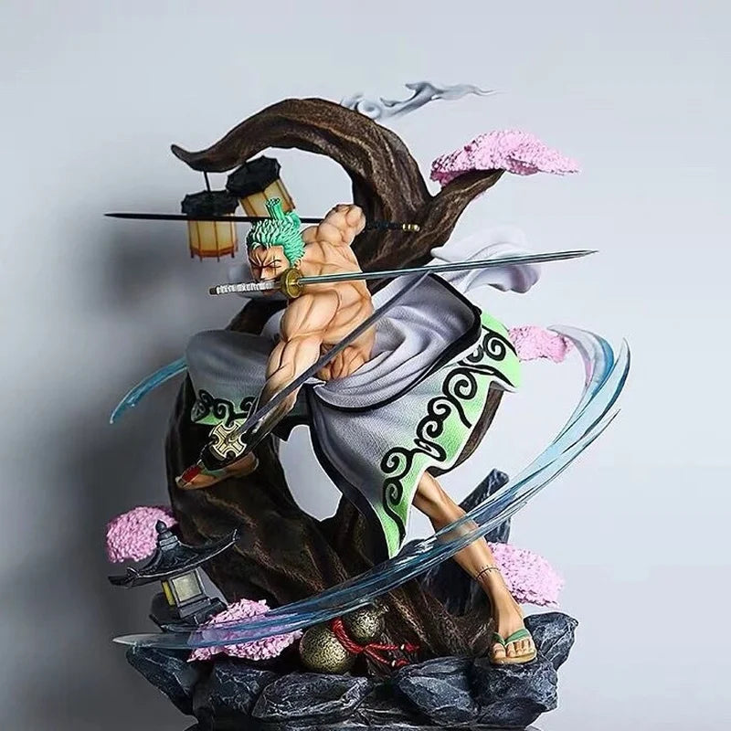 Auf Lager: One Piece Three Knives Flow Crazy Tiger Roronoa Zoro Gk Schrumpfversion Leuchtende Statue Modellbausatz Spielzeug Kindergeschenke