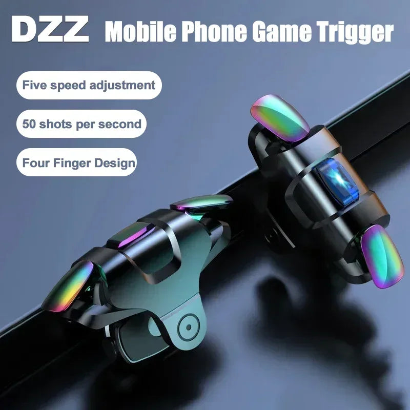 2pcs 4 Fingers Mobile Phone Game Trigger Aim Shooting Free Fire L1 Pulse R1 Physical Key Buttons Gamepad Controller for IOS PUBG