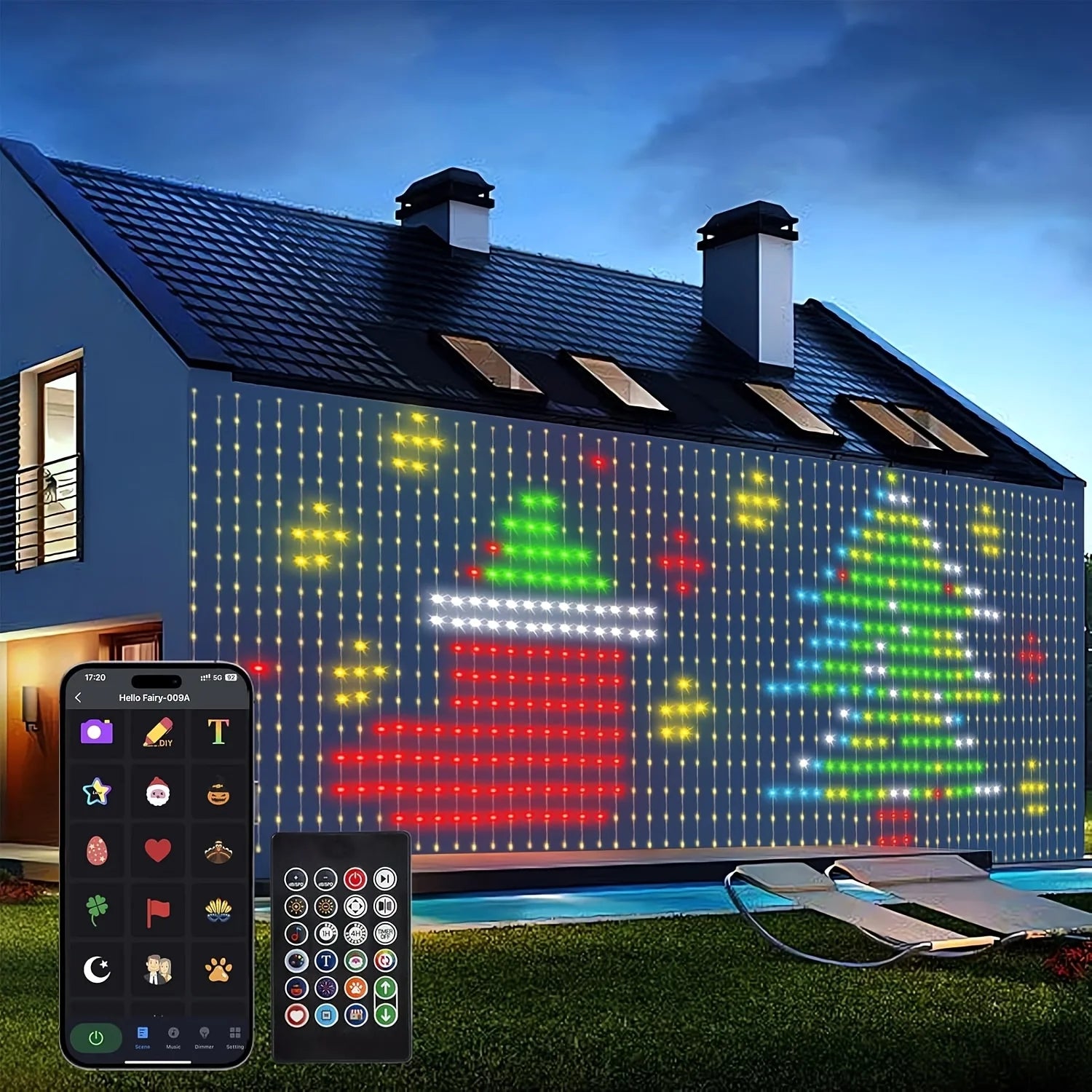 400 LED Smart USB Curtain Lights Colorful Fairy String Lights with DIY Text & Patterns,Music Sync,App Control for Bedroom Decor