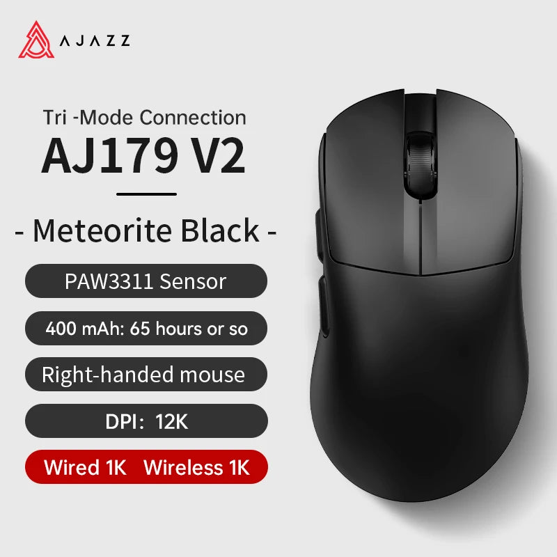 Ajazz AJ179 Apex PAW3950 Wireless Gaming Mouse with RGB Charging Dock, Computer Macro Mouse Gamer,Lightweight Ergonomic PC Mice