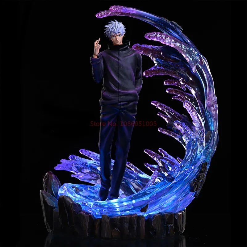 35cm Jujutsu Kaisen Gojo Satoru Figure with LED Light Scene Special Effect Statue Anime Teacher Model Box Collection Toys Gifts
