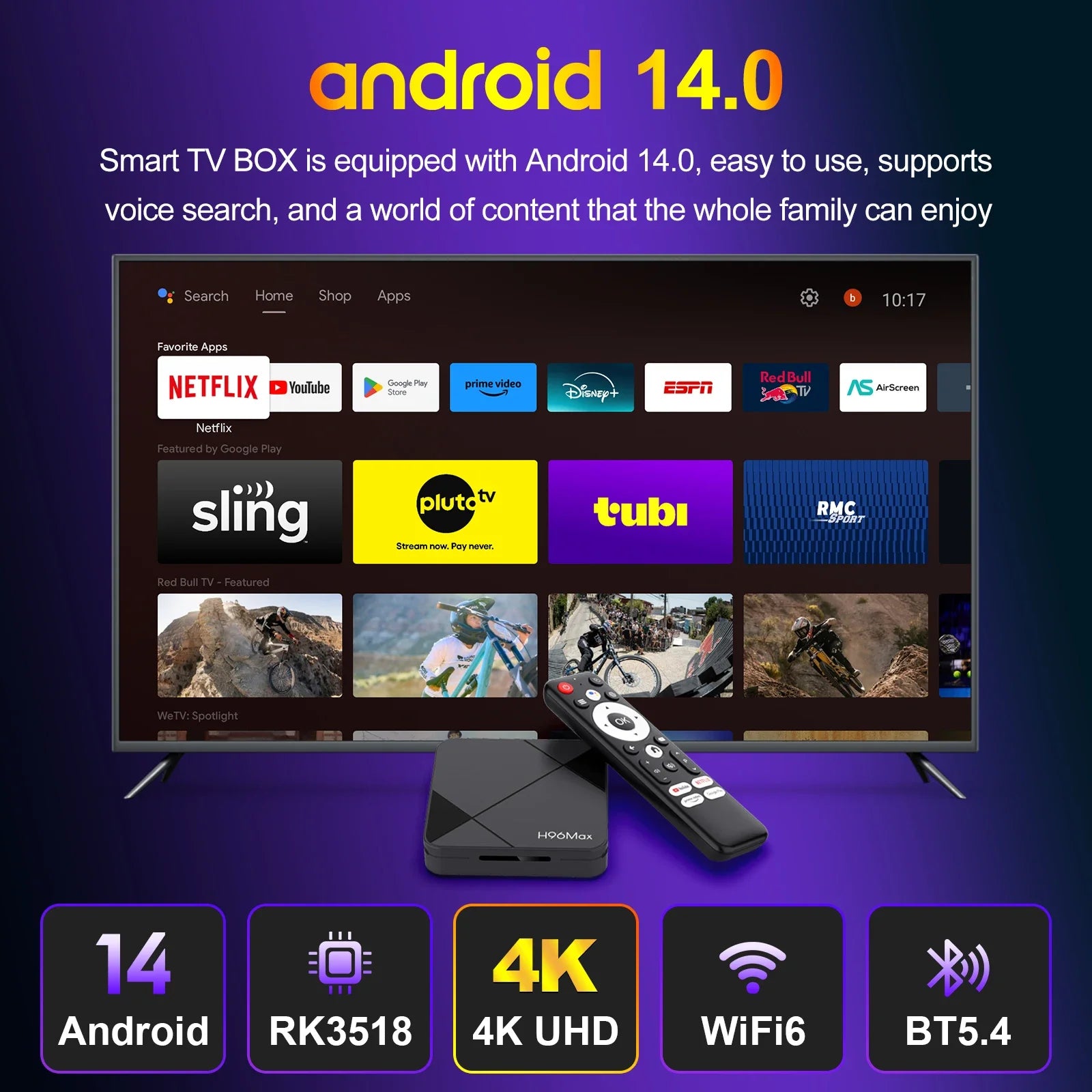 Android TV Box H96 Max RK3518 TV Box Support 4K Video Home Media Player TV Box 2GB 16GB Voice Assistant Set Top Box