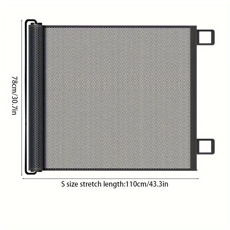 Black Pet Door Without Drilling - Retractable Safety Fence for Indoor Stairs, Dog and Pet Fences, Easy To Install