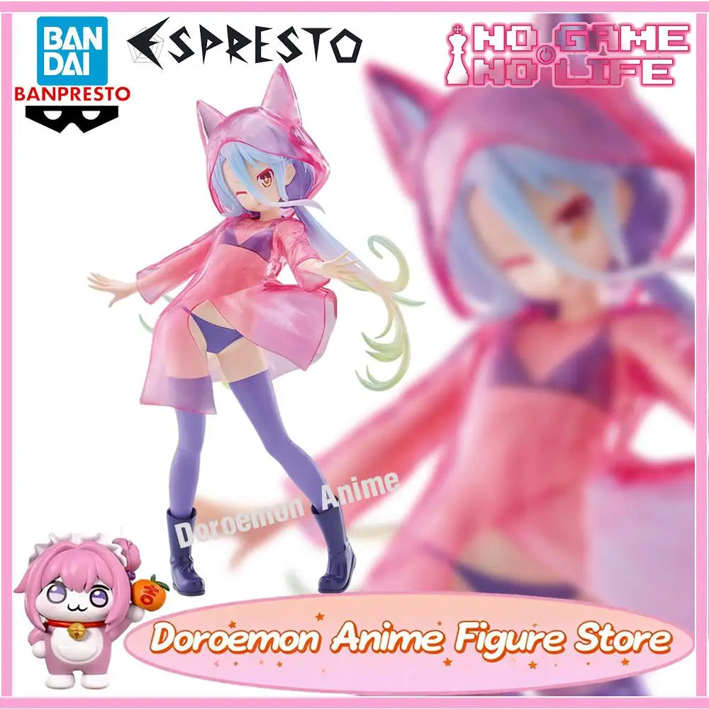 In Stock Original Bandai Banpresto Espresto No Game No Life Shiro Glittery Raincoat Kawaii Anime Loli Girls Figures Gifts Model