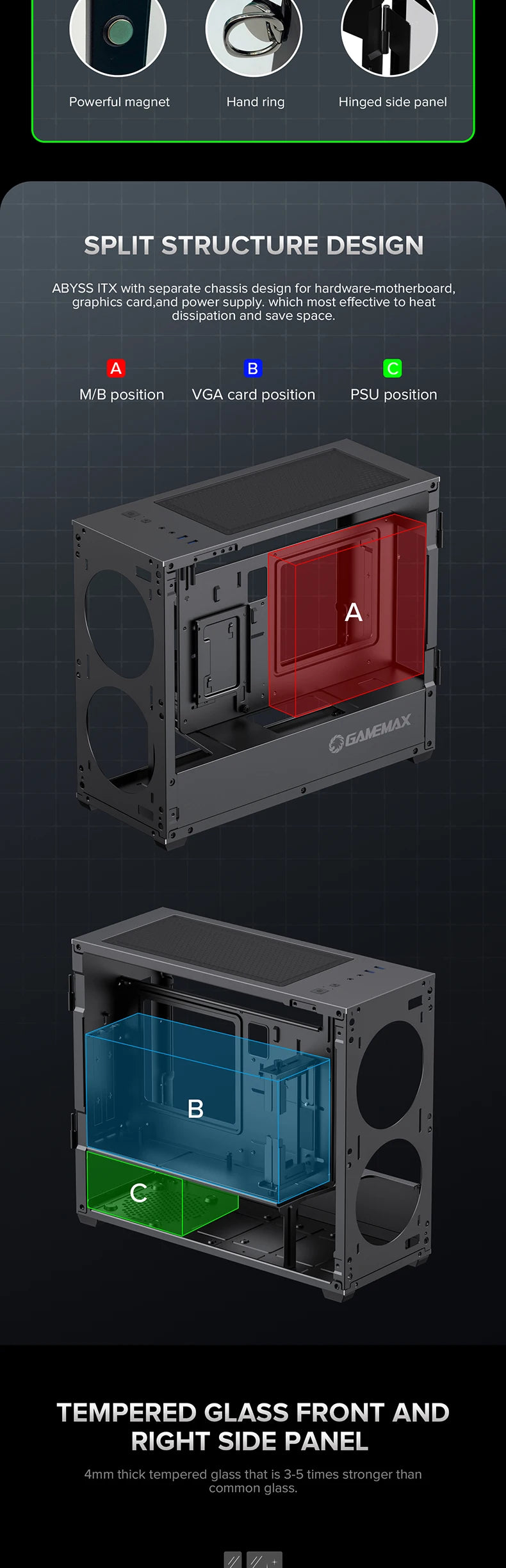 Gaming-PC Desktop-Computer Gaming ITX ATX Computergehäuse 