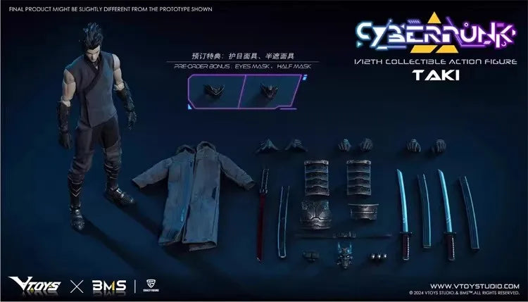 VTOYS VSD010 1/12 Scale Future Technology Aesthetics Cyberpunk Samurai Taki 6-inch Full Set Action Figure Male Soldier Toys