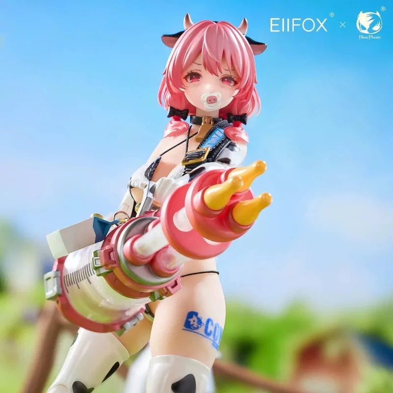 BearPanda × Eiifox Cow Pattern "MOMO" Mecha Girl 1/8 Scale Rubber-coated Articulated Figure, Gift Toy for Collection