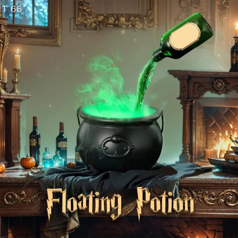 Party Horror Props Witch's Cauldron With Magical Bottles & Fog Maker, Floating Potion DIY, Halloween Decorations Indoor