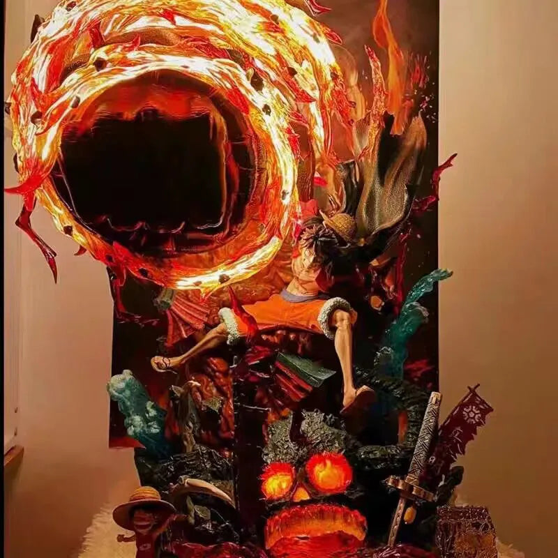 38cm One Piece Straw Hat Group Domineering Color Domineering Luffy's Limited GK Statue Figure Model