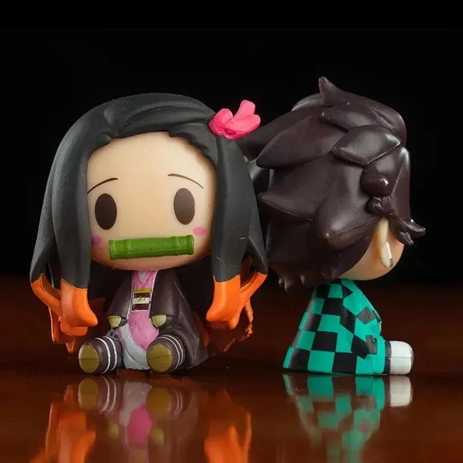 4PCS/Set Anime Demon Slayer Figure Nezuko Tanjirou Zenitsu Mini Figurine Action Figure PVC Model Doll Collection Toy Gift Kids