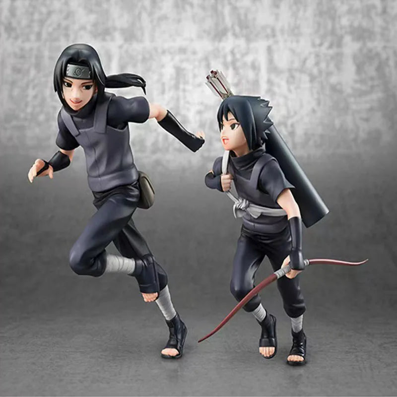 18cm Naruto Shippuden Anime Figurine Itachi Uchiha Sasuke Cartoon Action Figures Statue Model Ornament Toys Gift