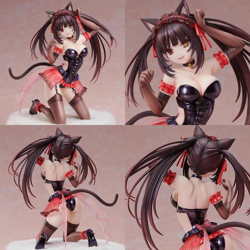 17cm Date A Live Kurumi Cat Ear Ver Pajamas Kneeling Pose Anime Figure Statue Desktop Decoration Gift