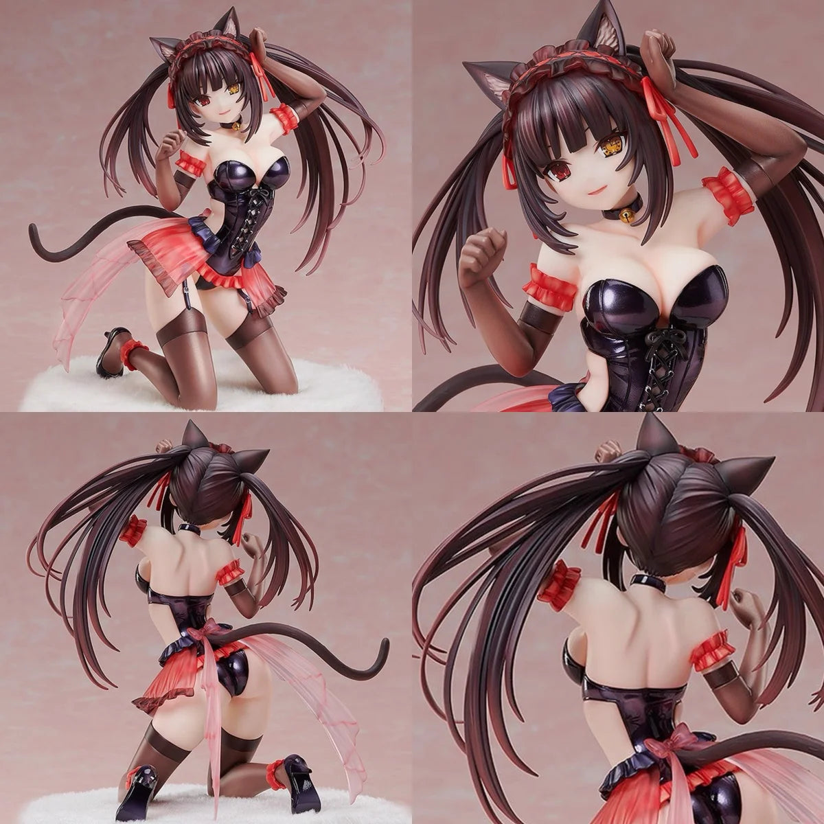 17cm Date A Live Kurumi Cat Ear Ver Pajamas Kneeling Pose Anime Figure Statue Desktop Decoration Gift