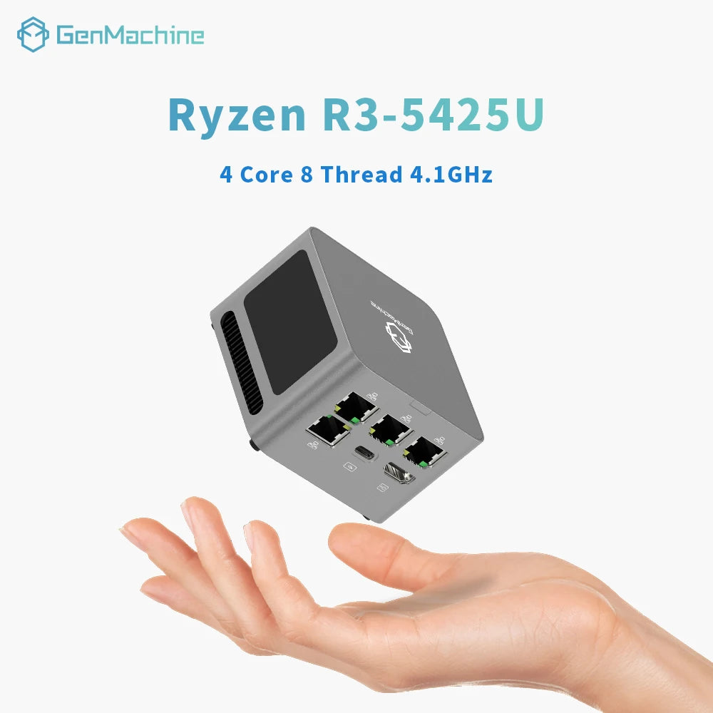 Genmachine Mini PC AMD Ryzen 3 5425U 4.1Ghz 15W Windows 11 LPDDR4X 4266Mhz Desktop Diy Gaming Computer WiFi6E BT5.2 Gaming Pc