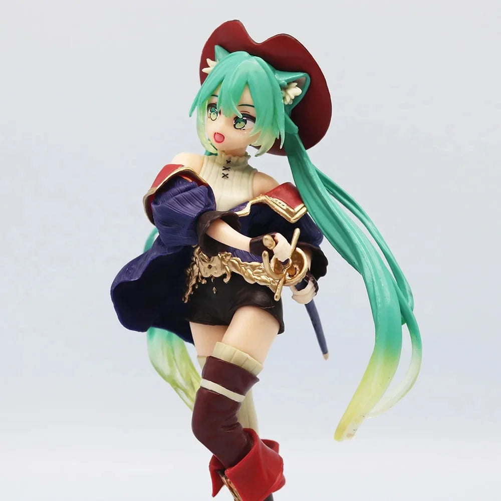 Hatsune Miku Anime Figurine Cute Desktop Action Figure 'Tale of Wonderland' Miku as Puss in Boots Kawaii Girl Model Toy Adorable