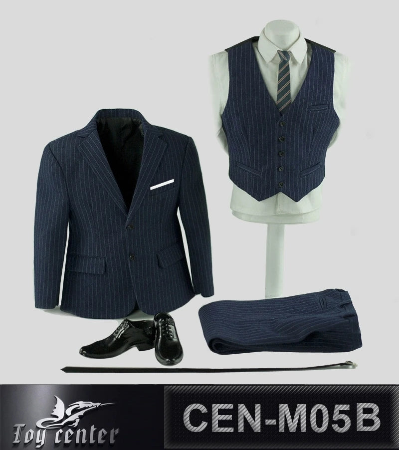 Toy Center CEN-M05 1/6 Scale Male Gentleman Striped Suit Clothes Model Fit AT027 TBL M34 M35 Strong Muscular Action Figure Body