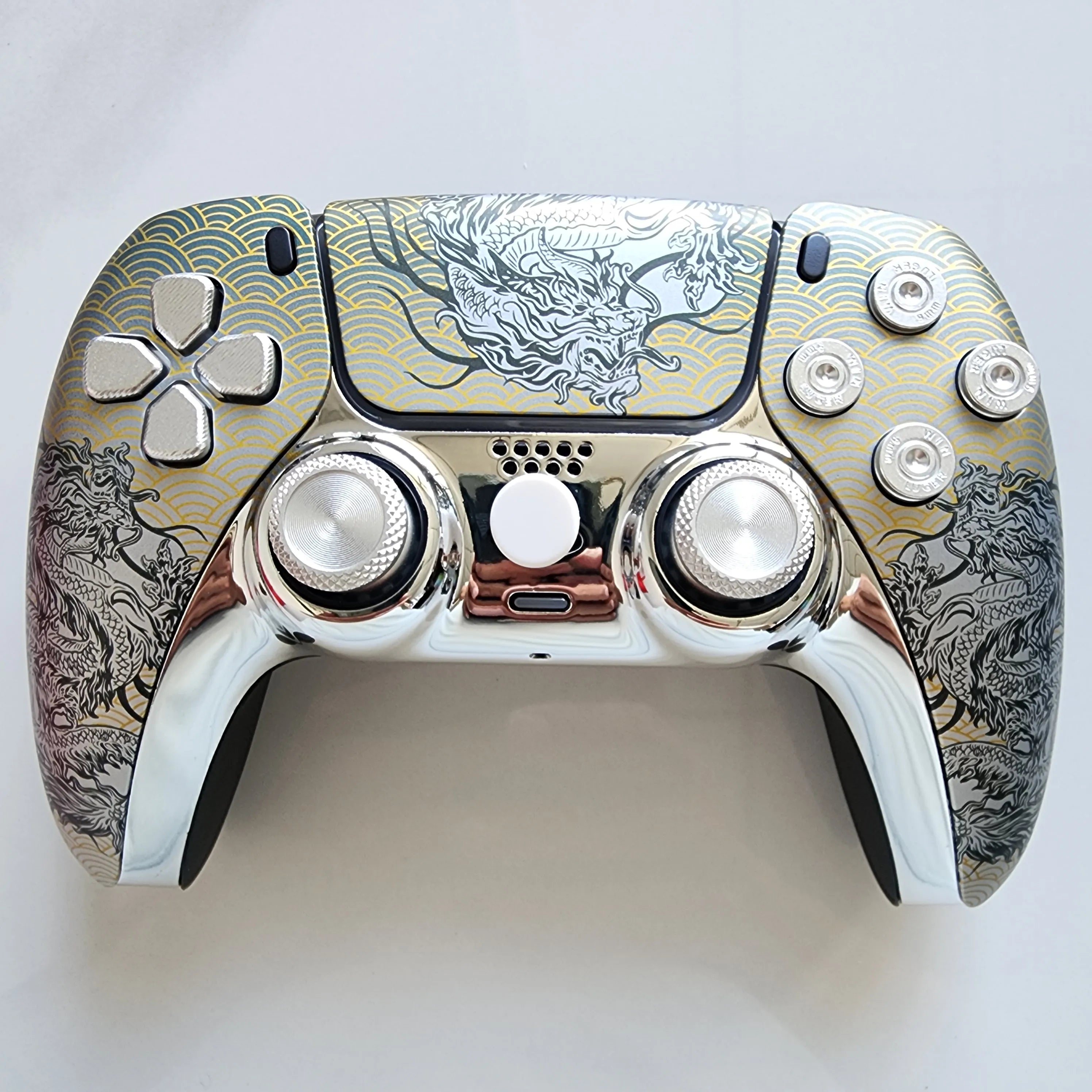 High-End Limited Edition Original Customized Modified Ps5 Game Console Handle Ps5 Original Handle Wireless Controller Ps5 Dualsense Wireless Controller: Domineering Silver Dragon