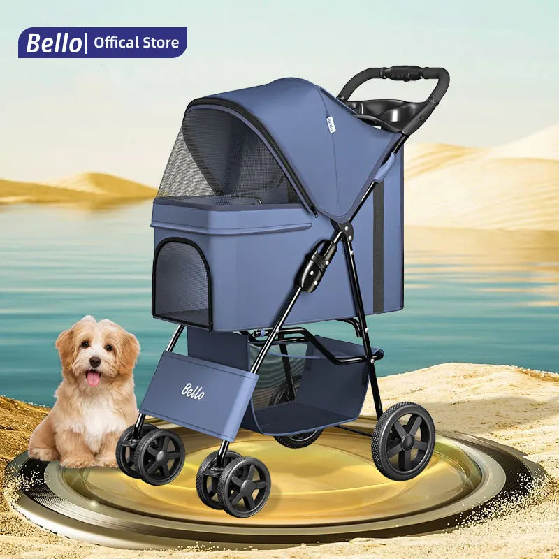 Bello Basic Pet stroller small Lightweight Fordable Cart Dog Cat Teddy Hand Cart Outgoing Pet Dog Cat