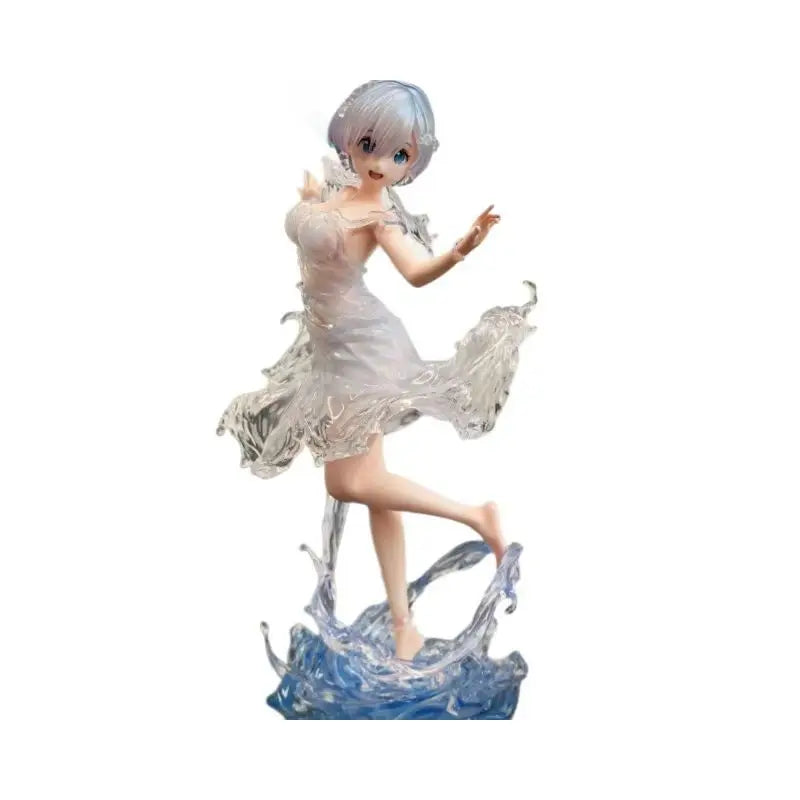 New 24cm Re:Zero Starting Life In Another World Rem Water Dress Dual Face Replacement Standing Pose Anime Figure Model Toy