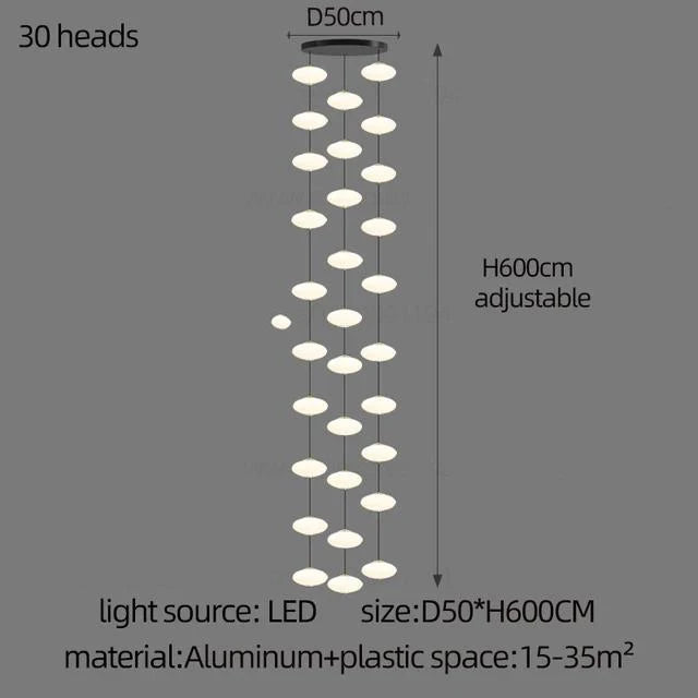Modern Led staircase chandelier living room hanging light designer Villa duplex building  oval string attic pendant lighting