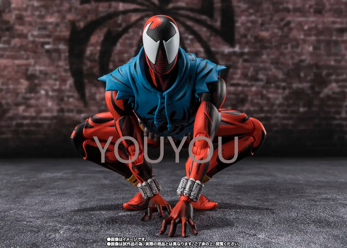 Original BANDAI S.H.Figuarts Anime Spiderman Ben Reilly Scarlet Spider Action Figure Spider-Man Across The Spider-Verse PVC