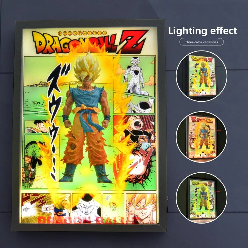 Dragon Ball Anime Figures SSJ1 Goku 3D Stereo Lamp Painting Action Figures Poster Photo Frame Room Table Top Decor Birthday Gift