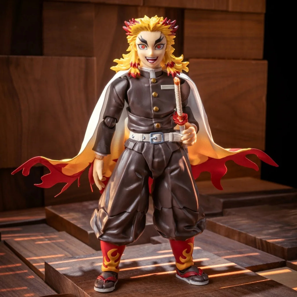 Demon Slayer Anime Shf Rengoku Kyoujurou Handmade Cloak clothes Built In Iron Wire Is Suitable for 1/12 Movable Humanoid Toy