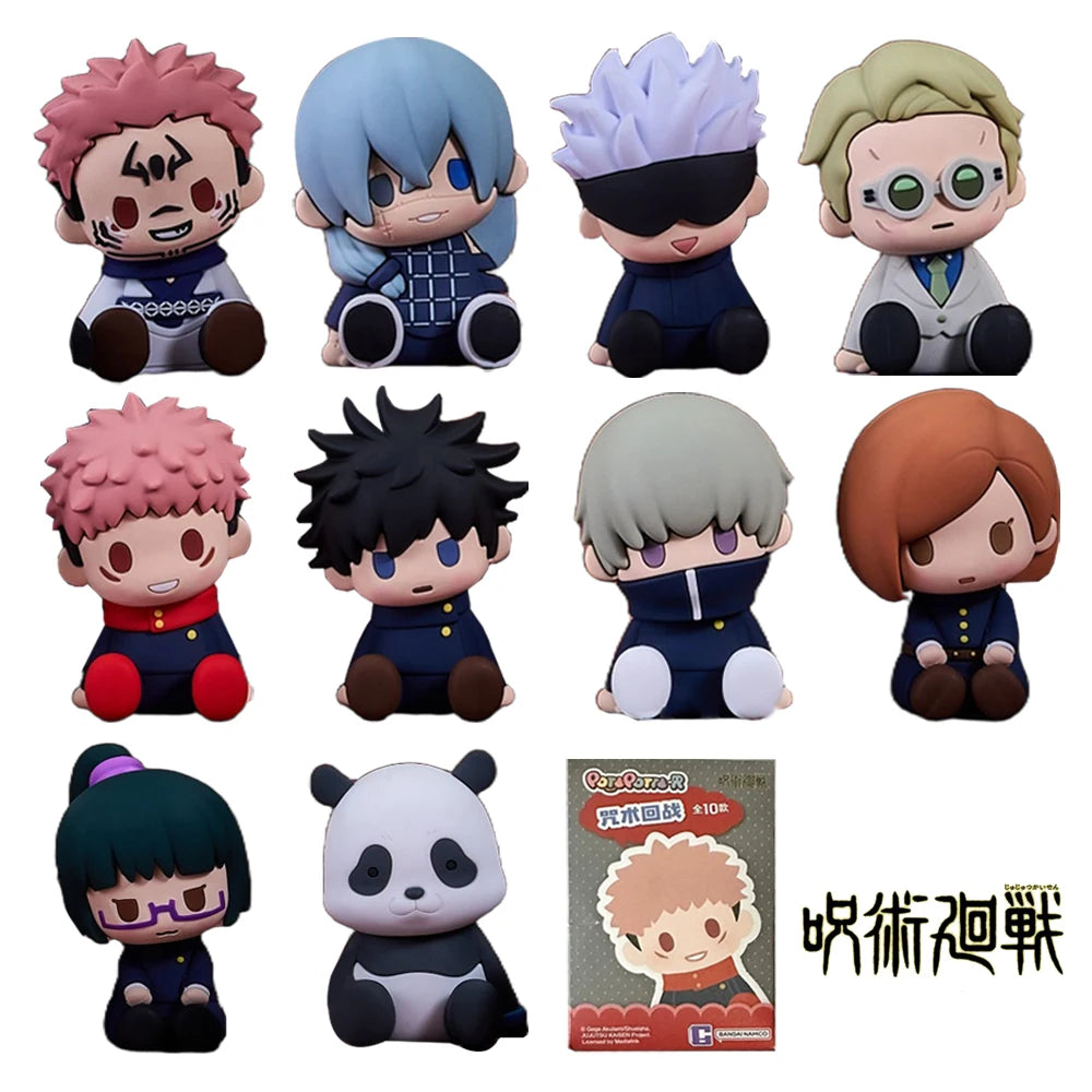 7.5CM Jujutsu Kaisen Anime Figure Itadori Yuji Satoru Gojo Napping Cat PVC Q Version prone 6Pcs/Set Model Toys Gift Collection