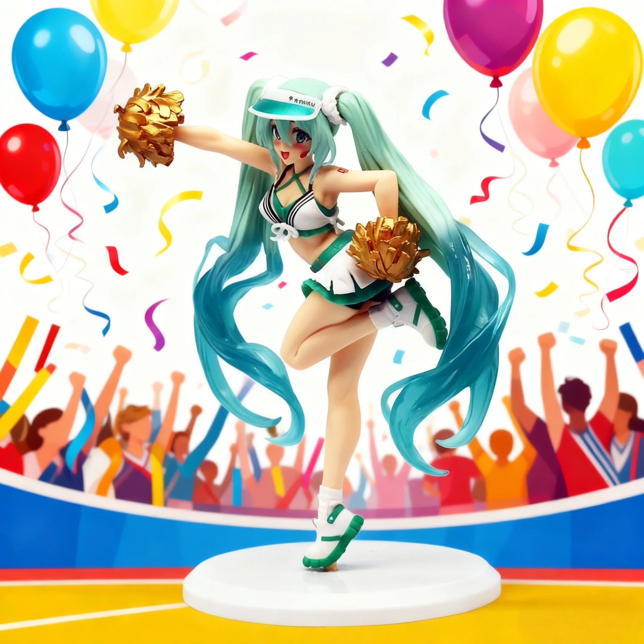 2025 New 18cm Fashion Hatsune Miku Cheerleader Collection Decoration of PVC series models of ornaments